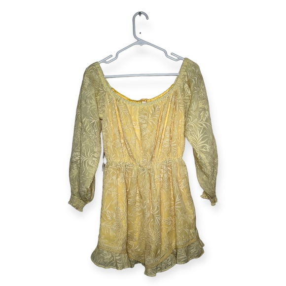NWT Tularosa Ida Romper Balloon Sleeve Ruffle Hem Playsuit in Lemon Drop Small - Picture 4 of 15